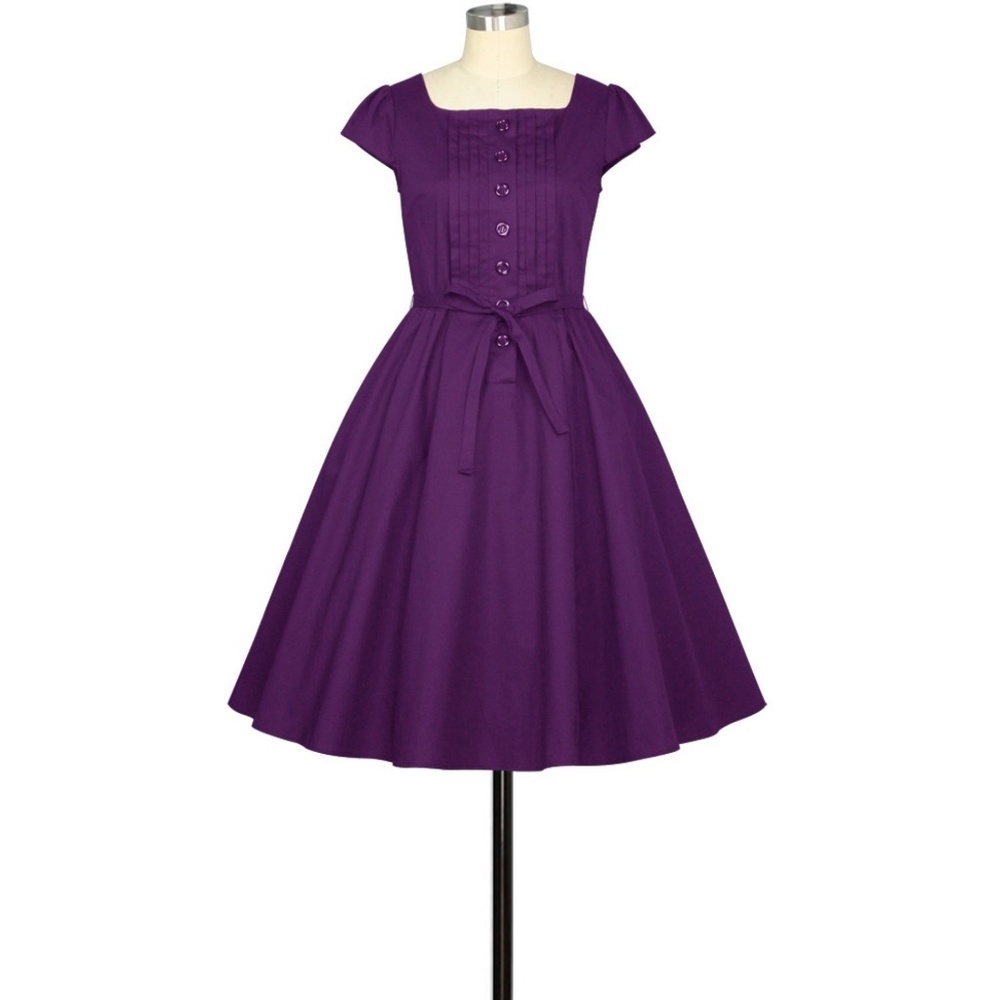 Plus Size Pin Up Clothing Button Full Circle Dress